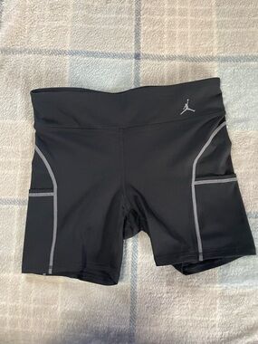 Jordan Black Women's Bike Shorts with Gray Contrast Stitching